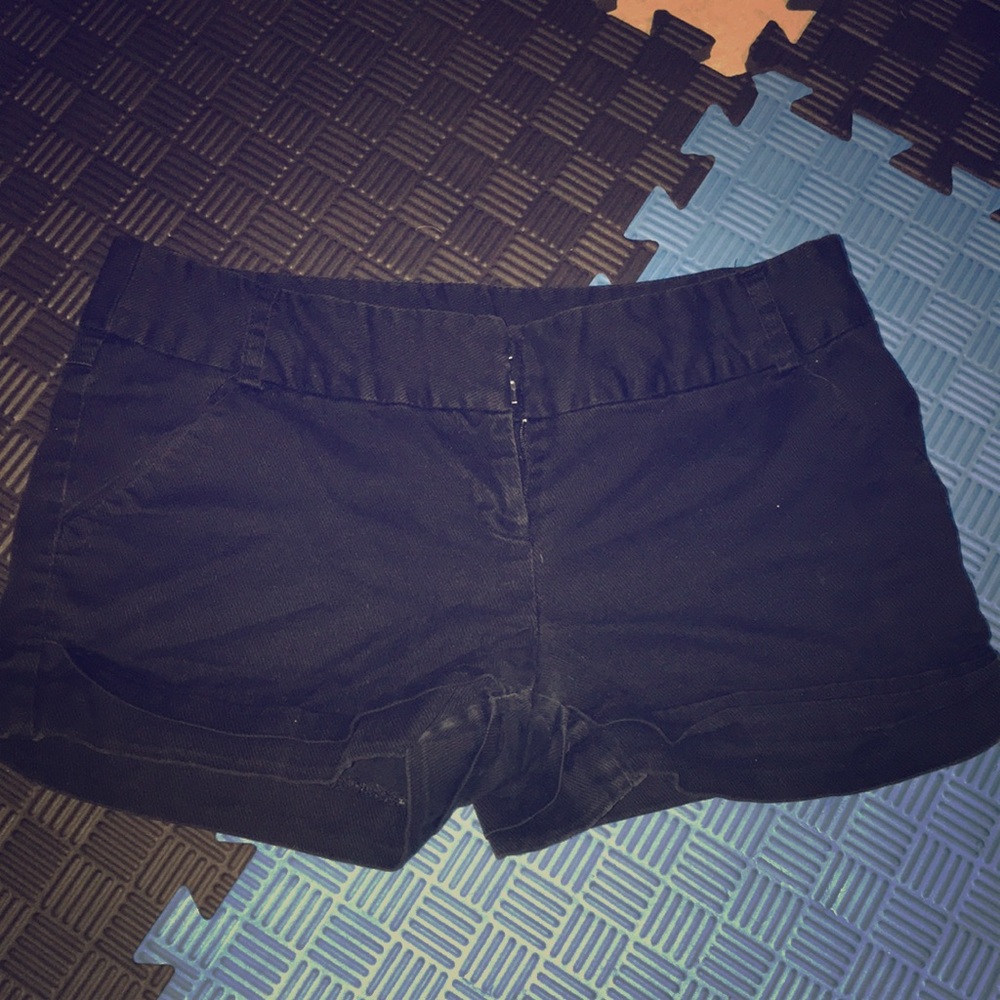 Black denim shorts